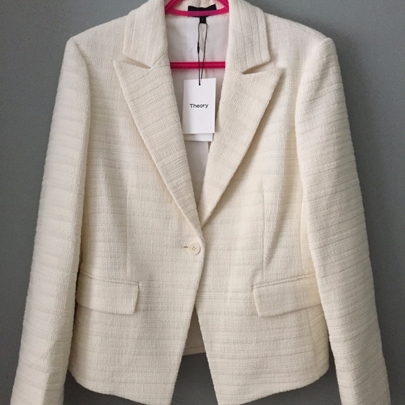 Theory Jackets & Blazers - NWT THEORY BRINCE OFF WHITE CAILEN TWEED JACKET,